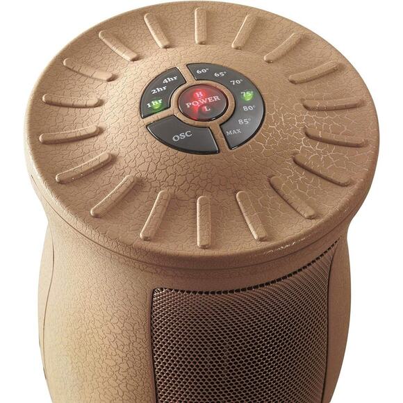 Ceramic Space Heater, Features Oscillation, Remote, and Built-In Timer, Beig - Picture 3 of 5